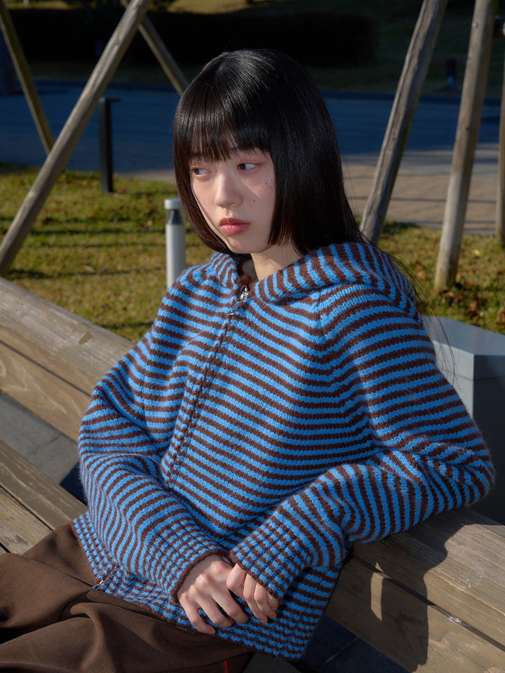 border knit zip hoodie 【 12/11  新色追加 】