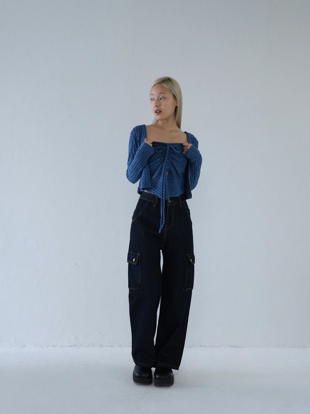 【 10月上旬発送予定 】ribbed ruched cami & cardigan set