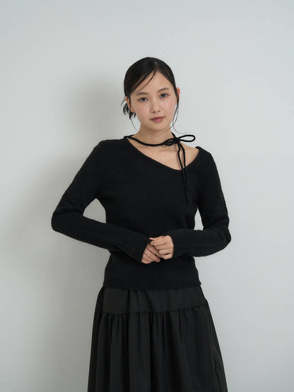 ribbon choker knit top
