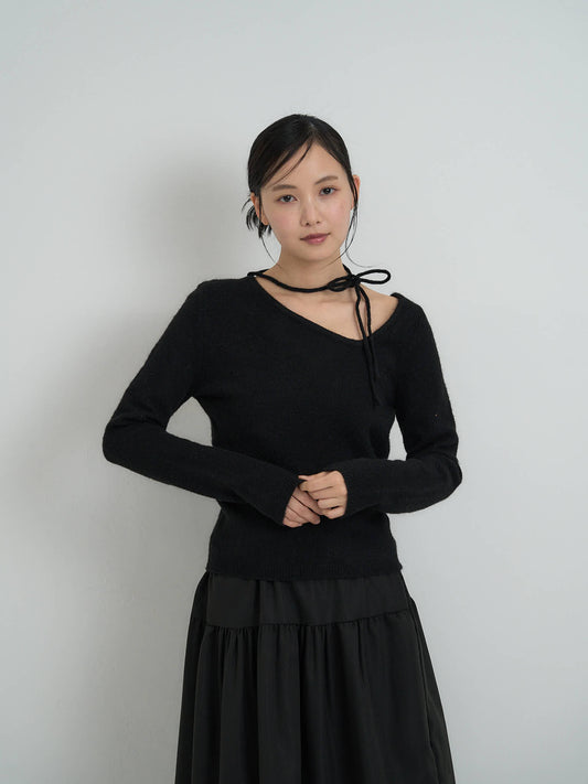 ribbon choker knit top