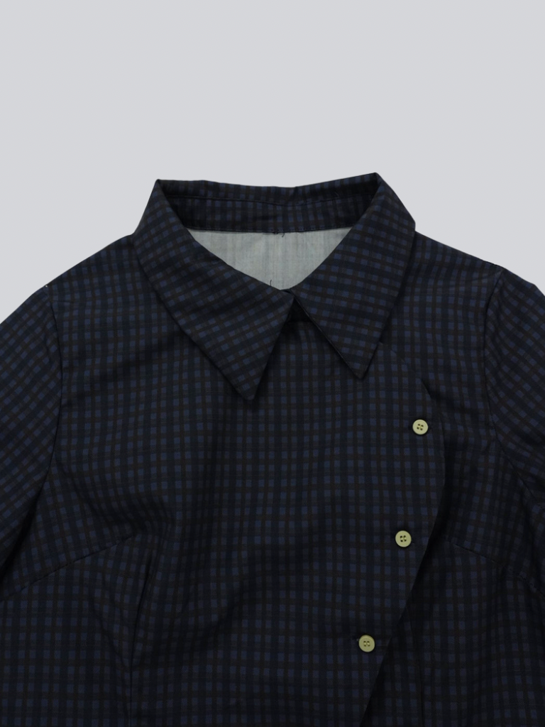 retro check button shirt