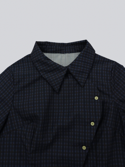 retro check button shirt