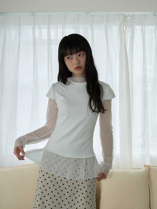 sheer layered long sleeve top