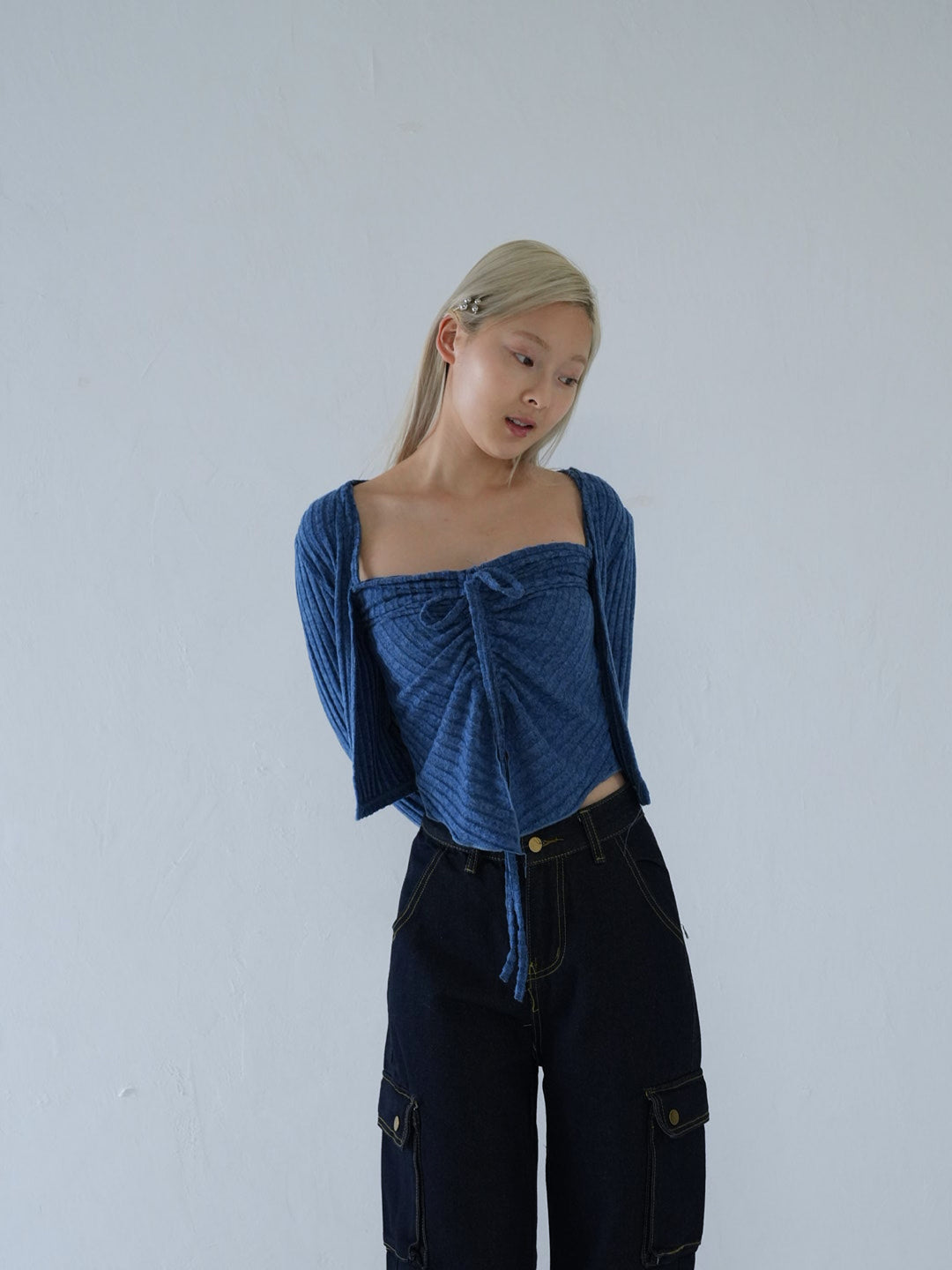 【 10月上旬発送予定 】ribbed ruched cami & cardigan set