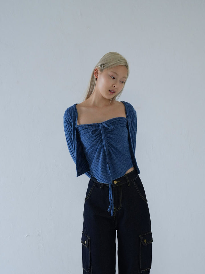 【 10月上旬発送予定 】ribbed ruched cami & cardigan set