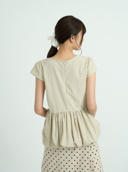 peplum puff sleeve blouse