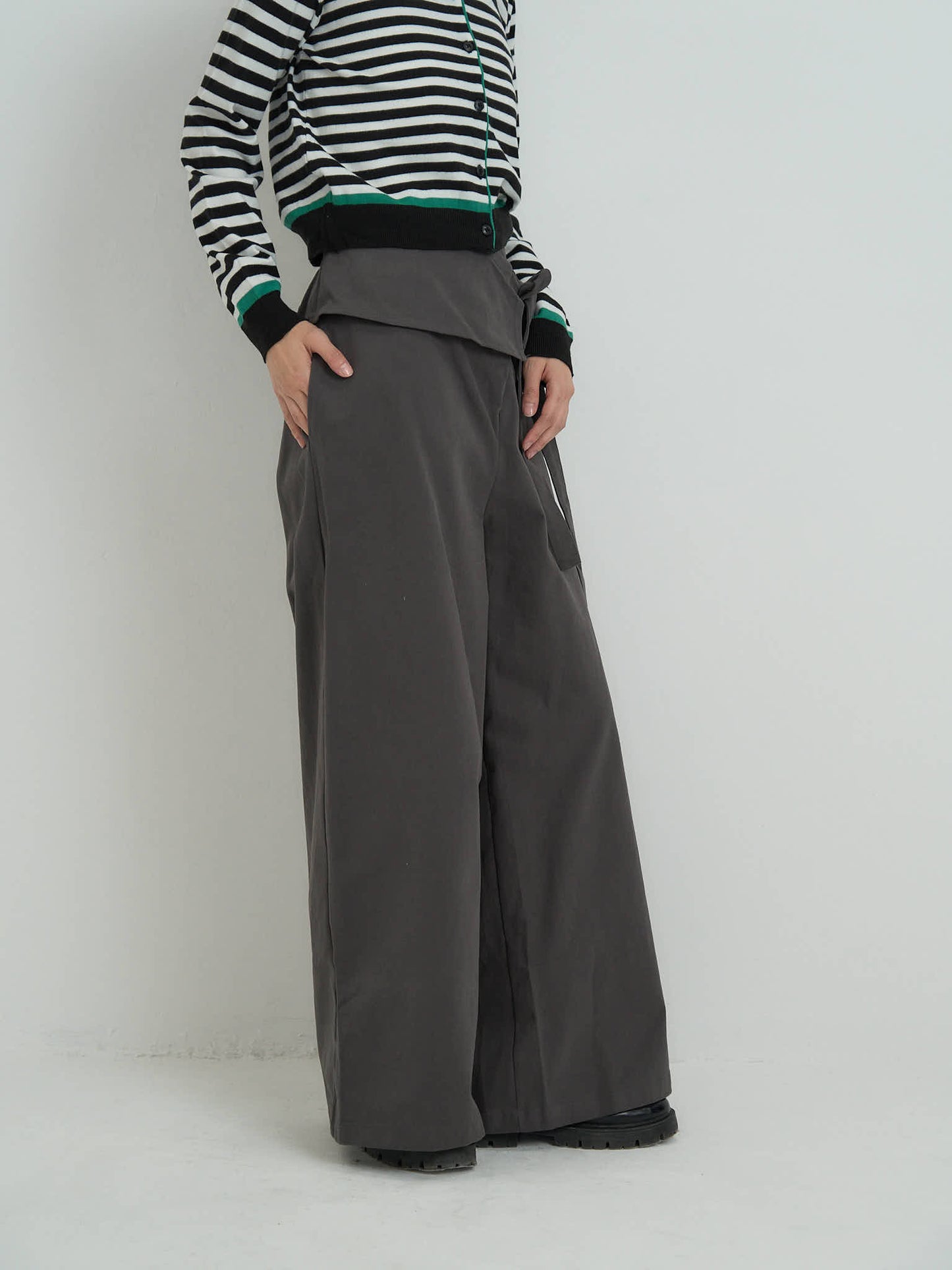 wrap layer wide pants