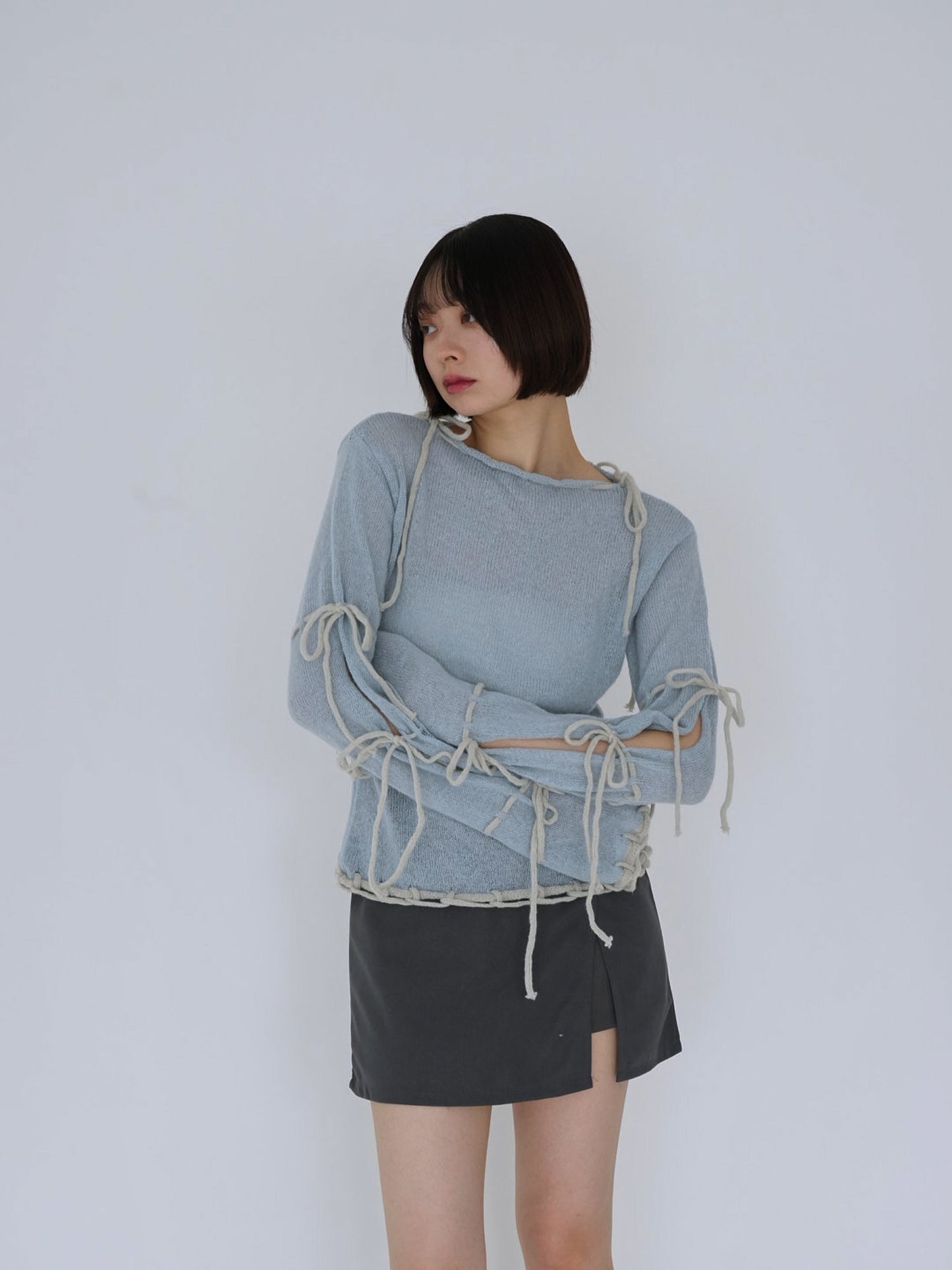 ribbon detail knit top