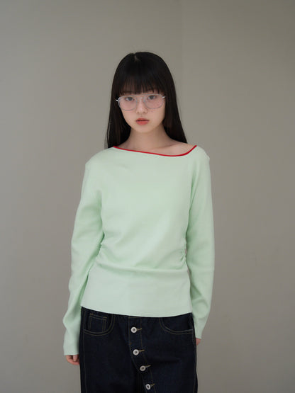 colorblock asymmetry shoulder knit
