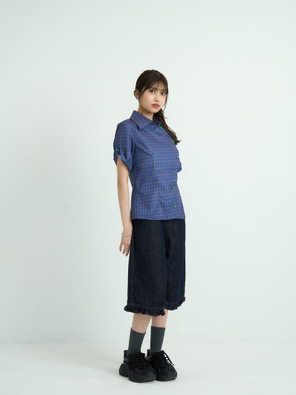 retro check button shirt