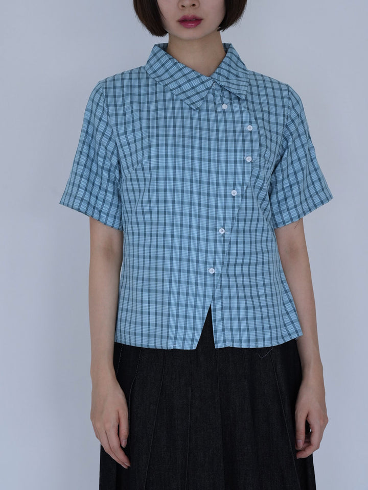 retro check button shirt