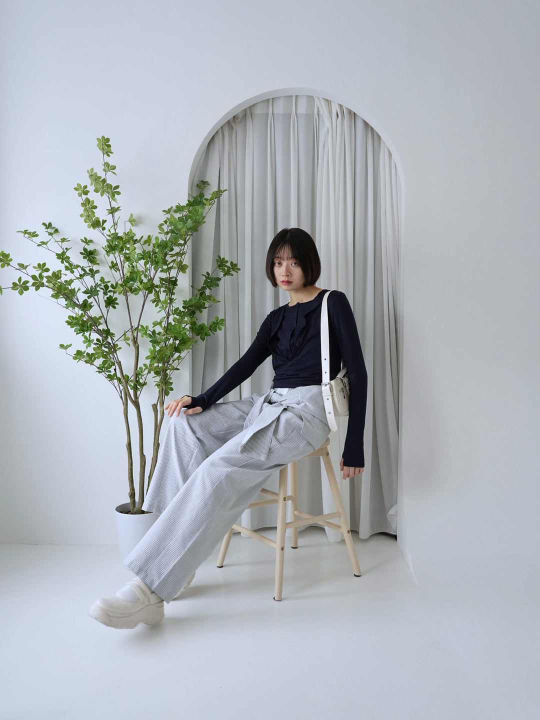 【8月26日発送予定】waist ribbon wide pants