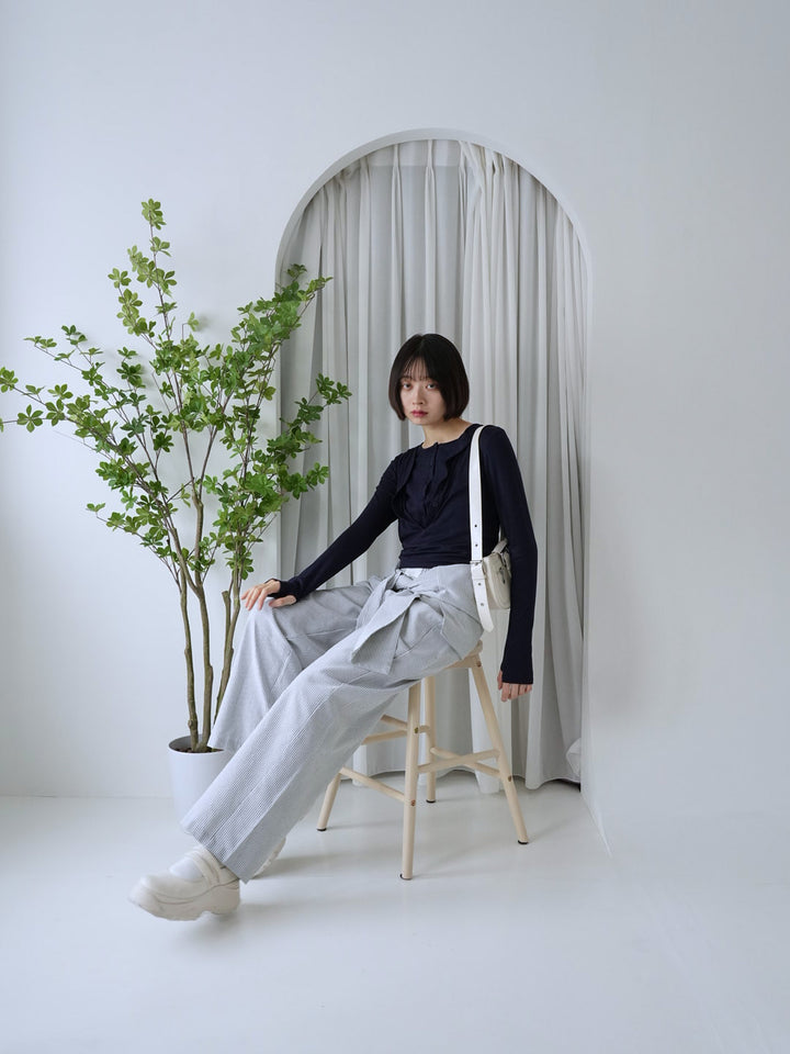 【8月26日発送予定】waist ribbon wide pants
