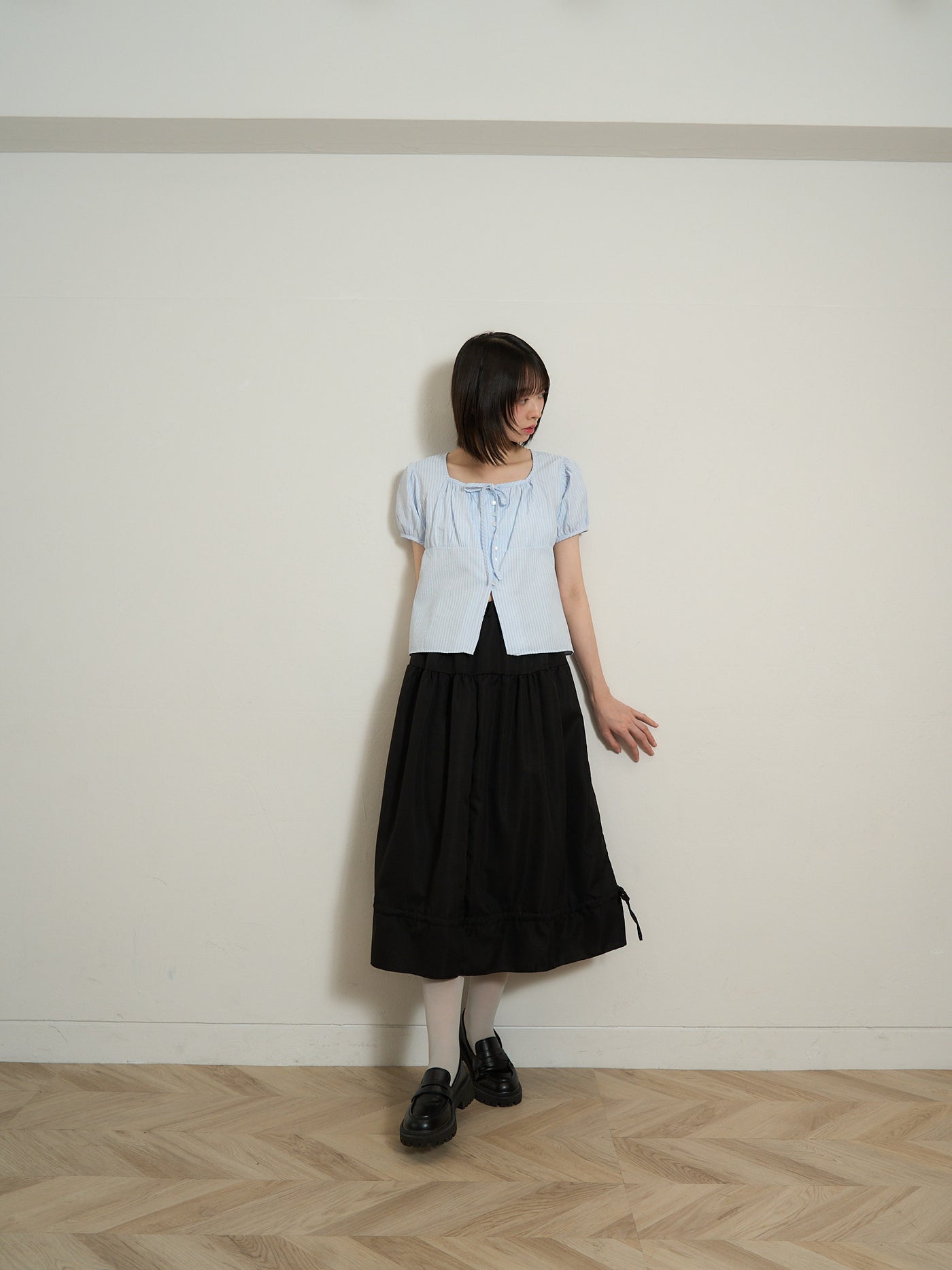 stripe ribbon blouse