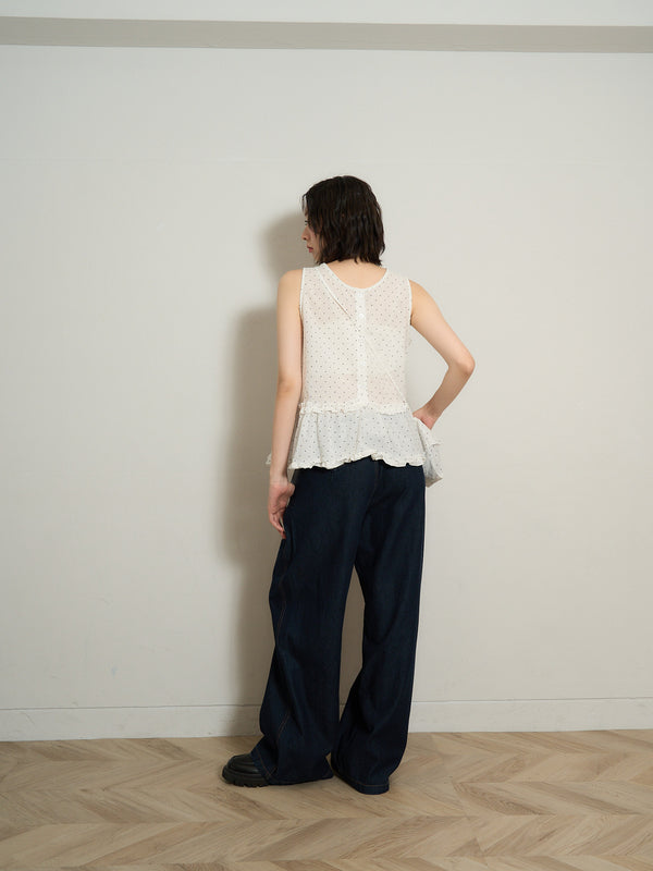 dot sleeveless blouse set