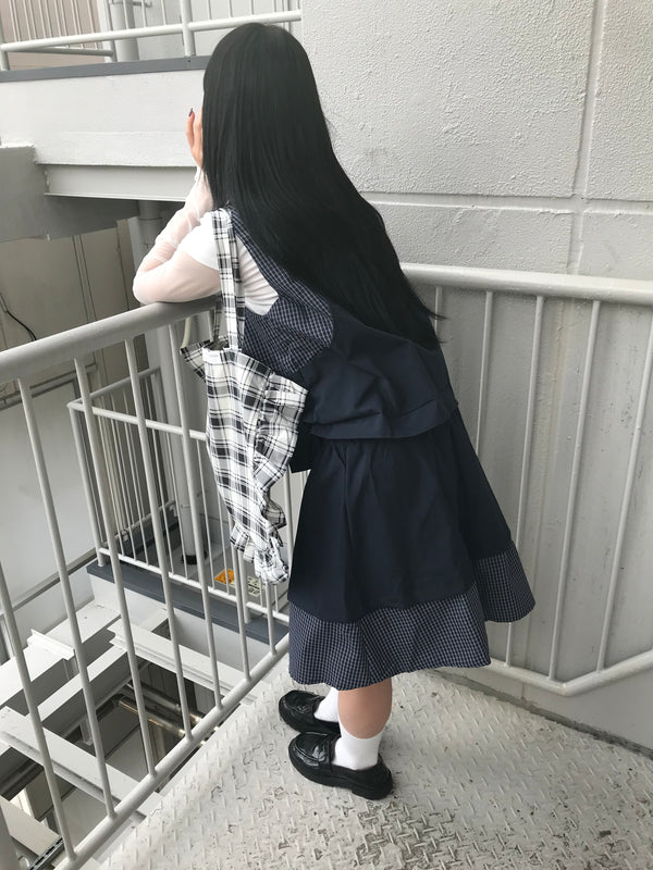 check vest & skirt set