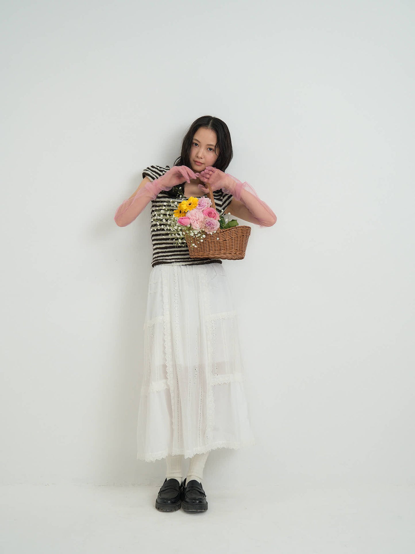 lace tiered long skirt