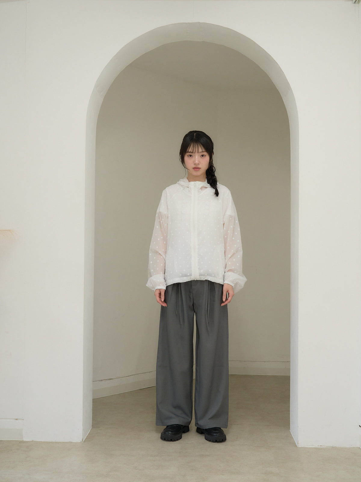 high waist ribbon wide pants