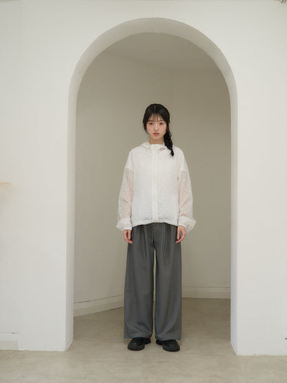 high waist ribbon wide pants