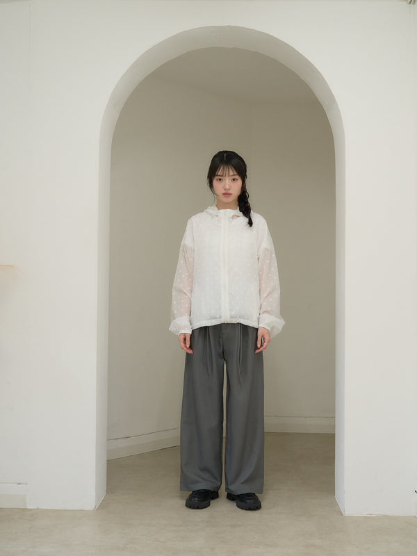 high waist ribbon wide pants