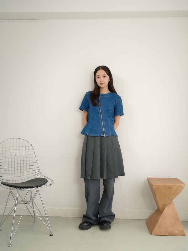 zip denim top