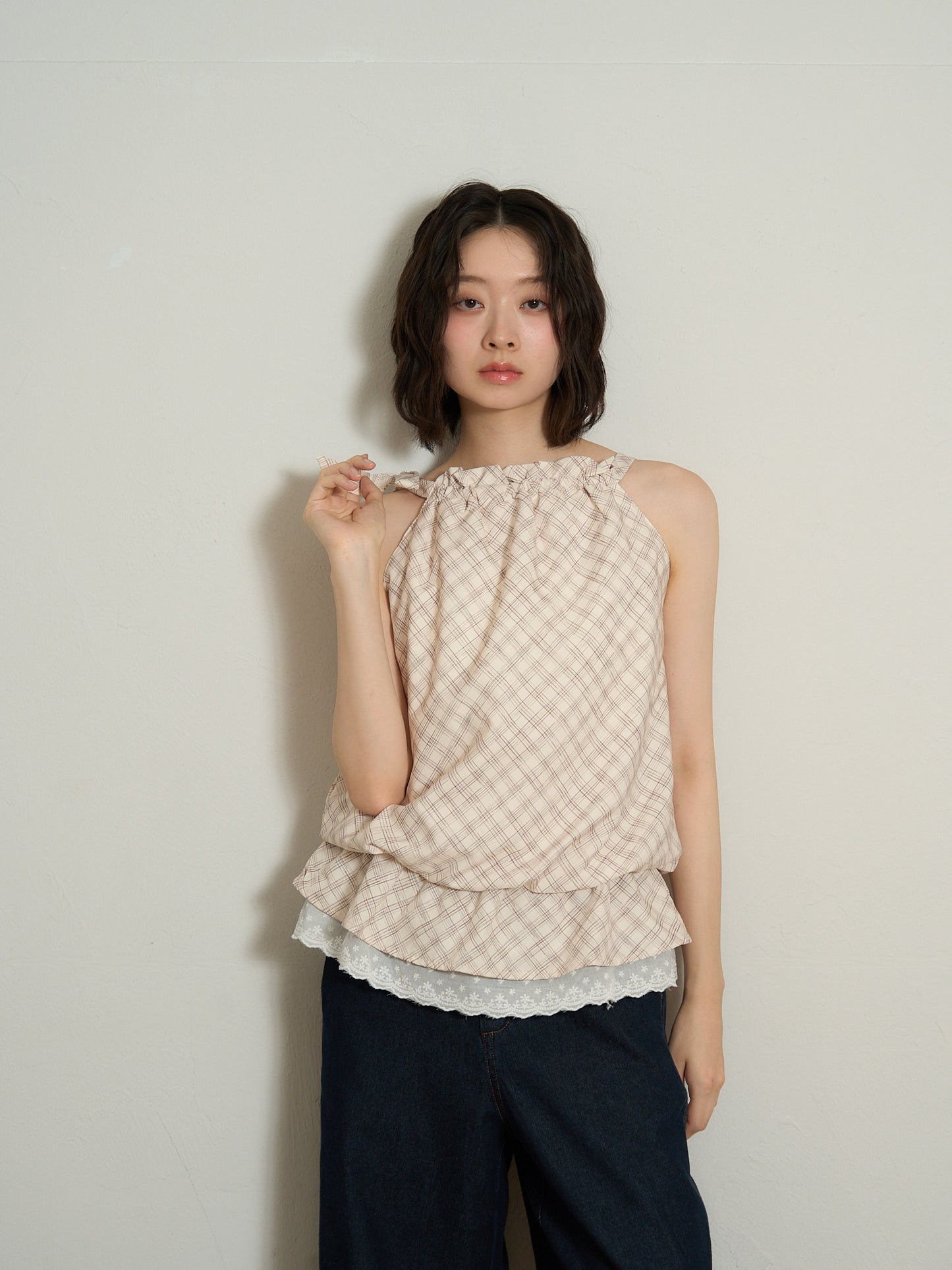 check lace cami