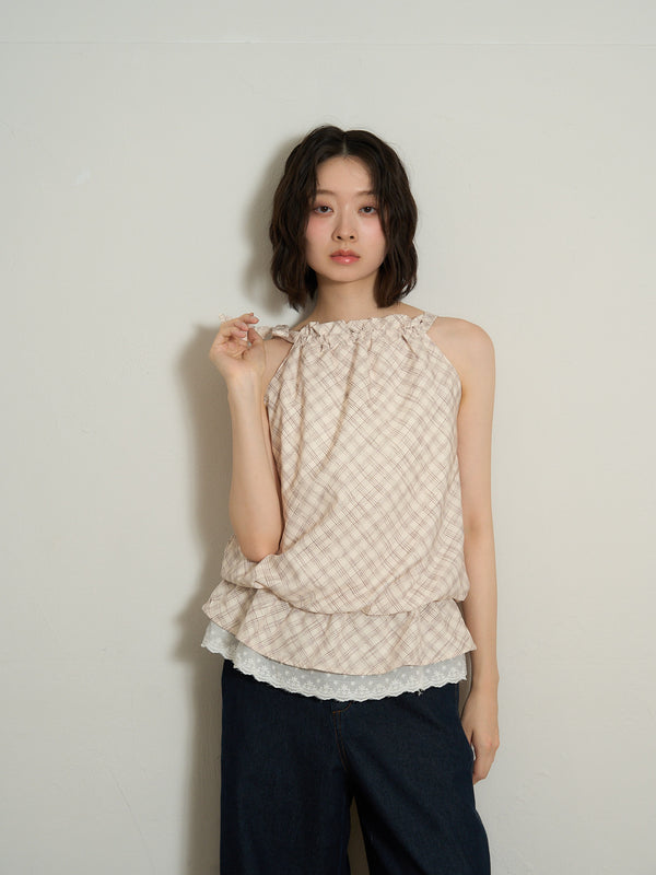 check lace cami