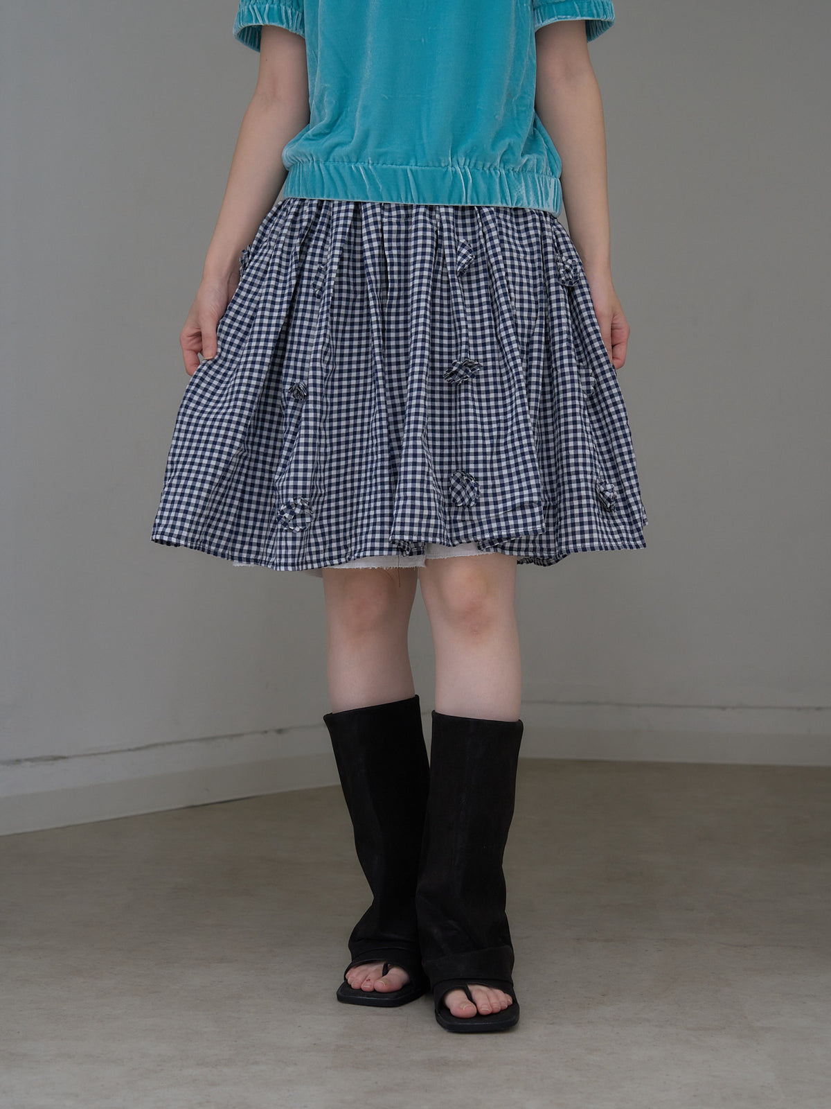 navy check skirt