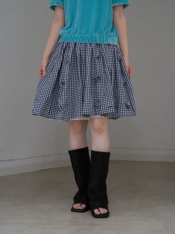 navy check skirt