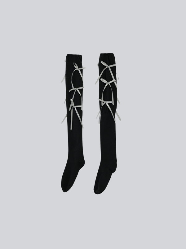 slouchy tie-up thigh socks