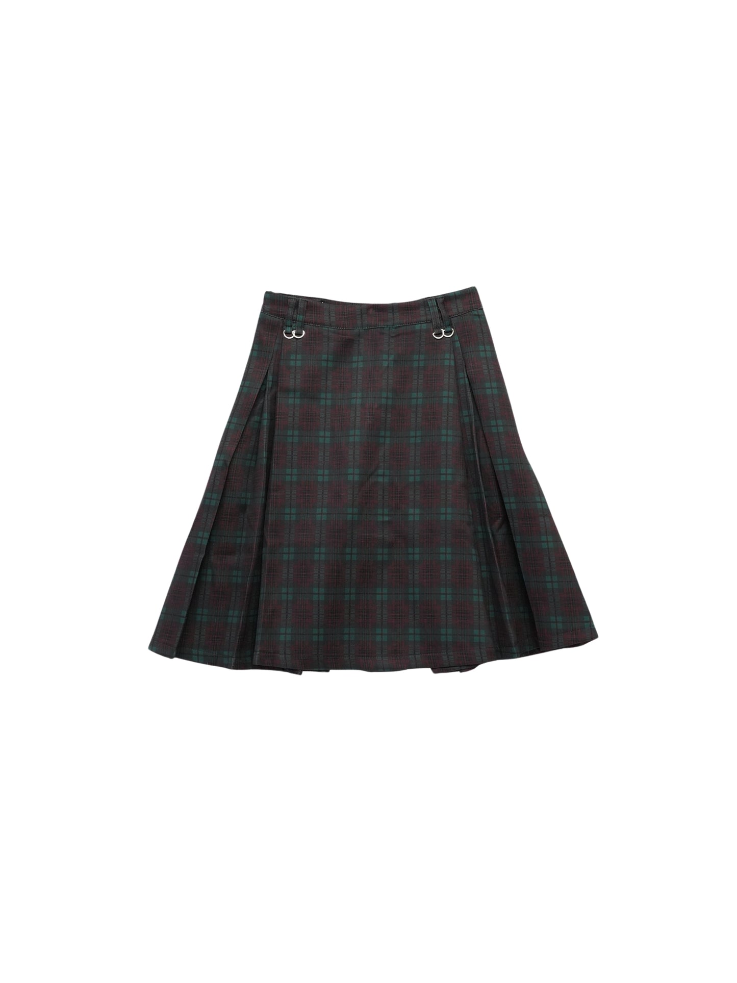 box pleats check midi skirt