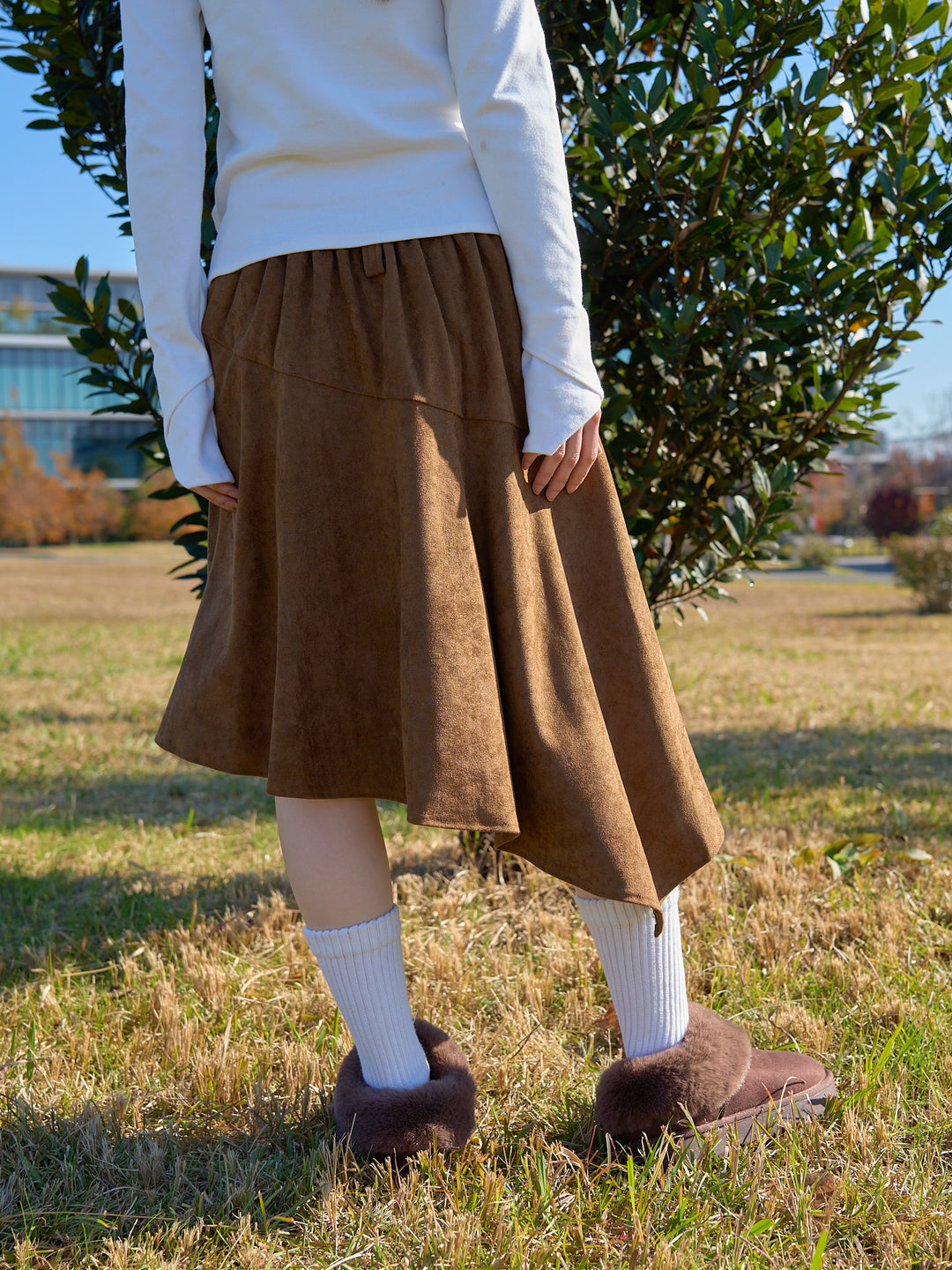 suede asym skirt