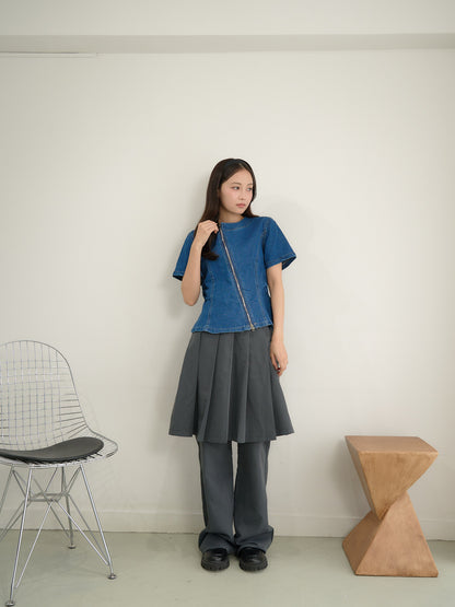 zip denim top