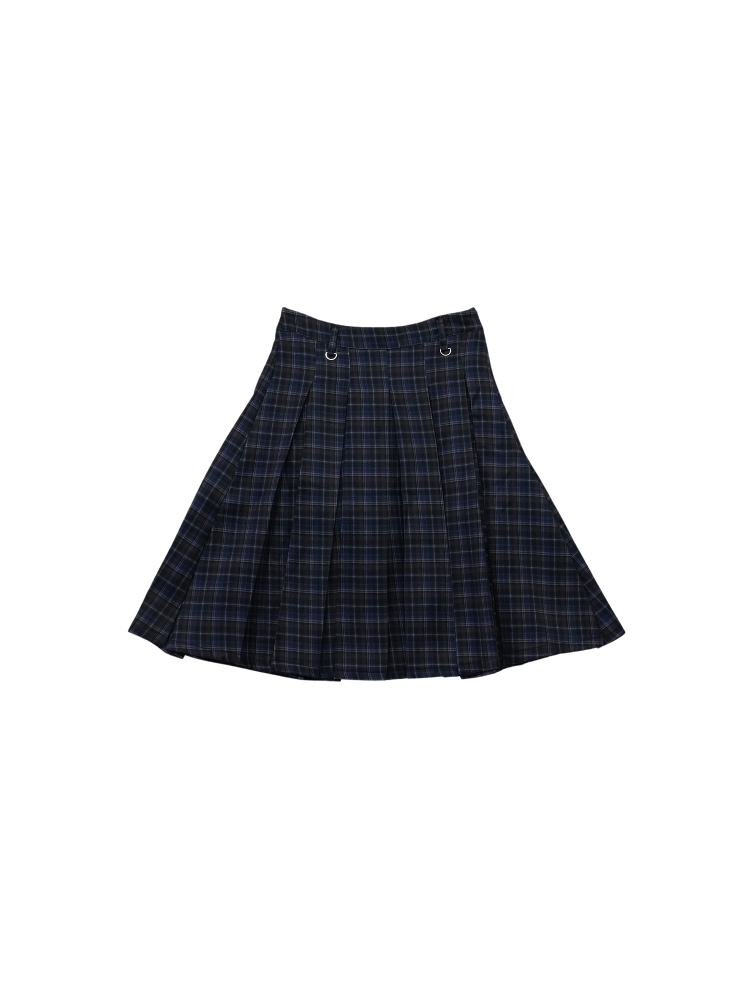 box pleats check midi skirt