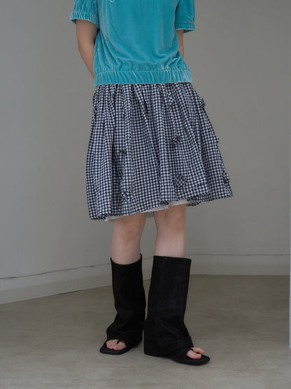 navy check skirt