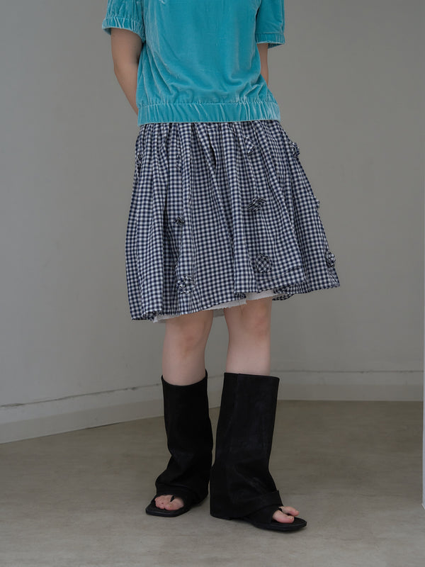 navy check skirt