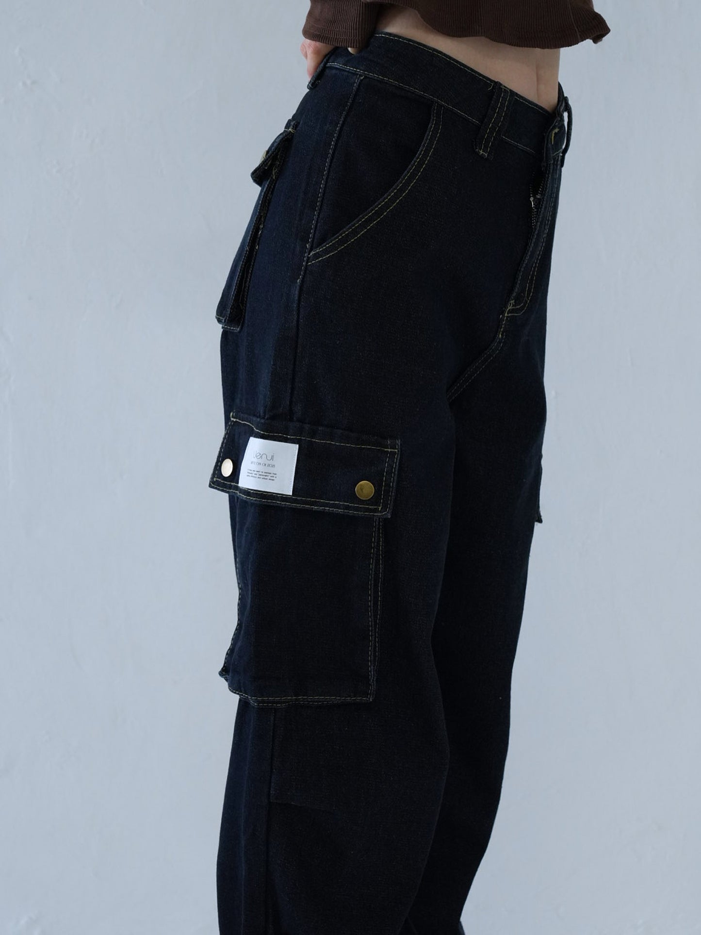 dark denim cargo pants