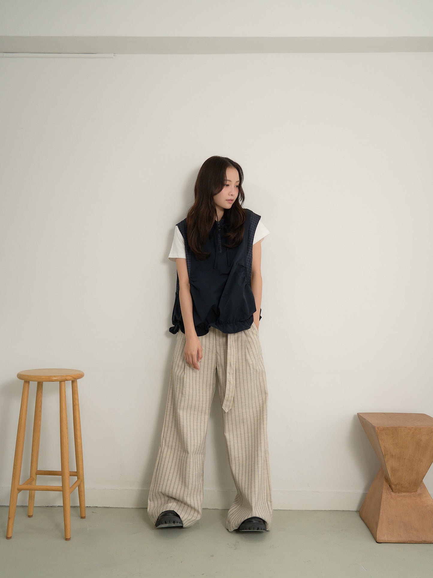 stripe wide pants