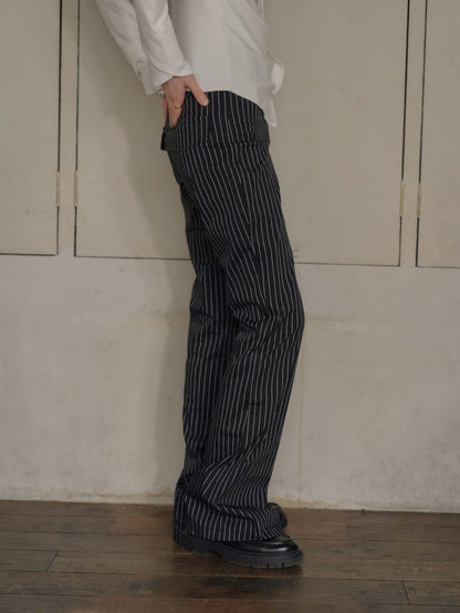 low rise pinstripe flare pants