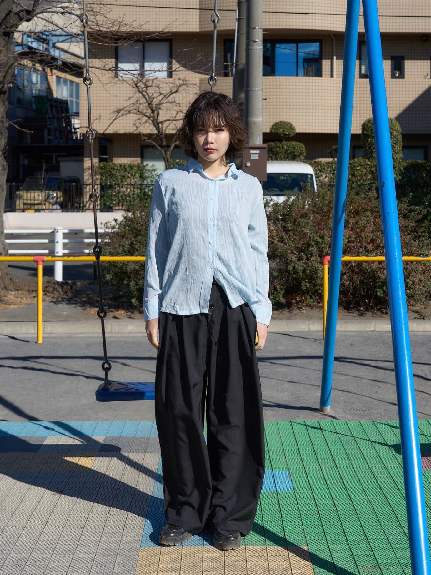 crinkle ribbon long sleeve shirt