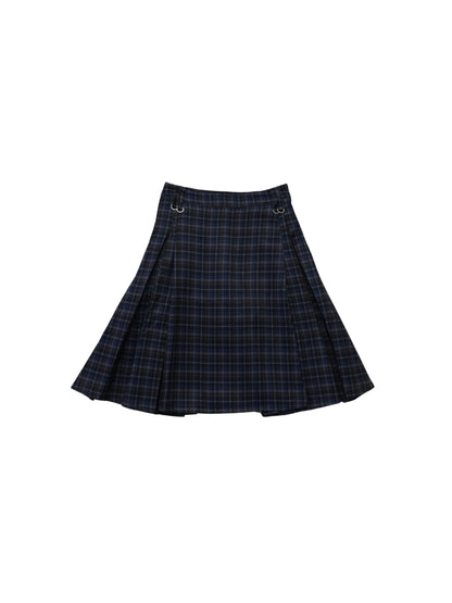 box pleats check midi skirt