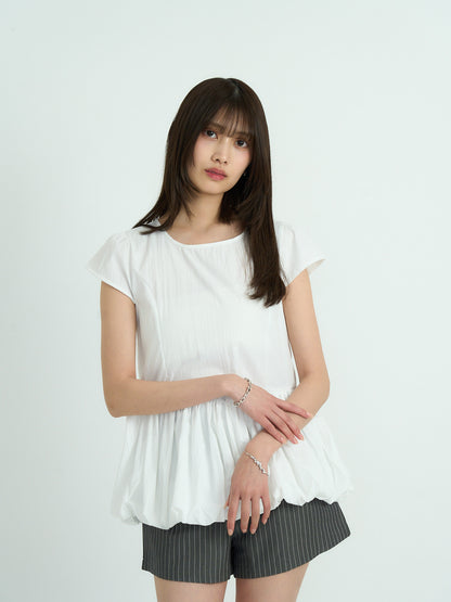 peplum puff sleeve blouse