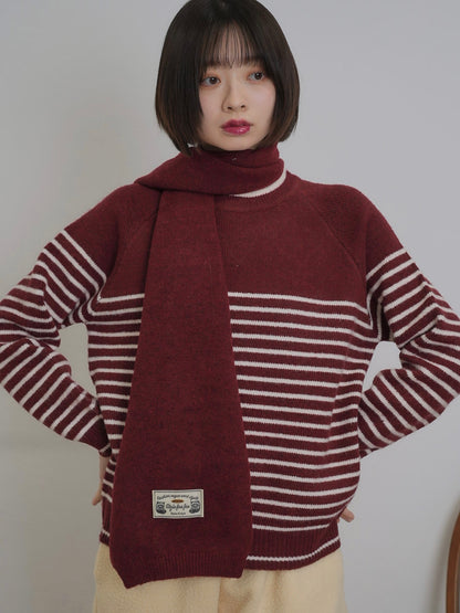 border knit top scarf set