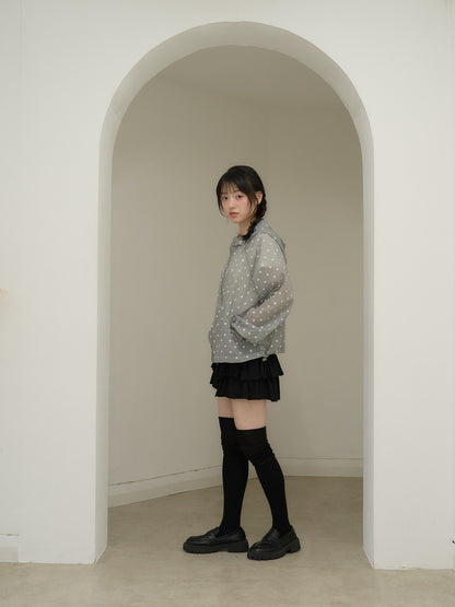 dot sheer hoodie