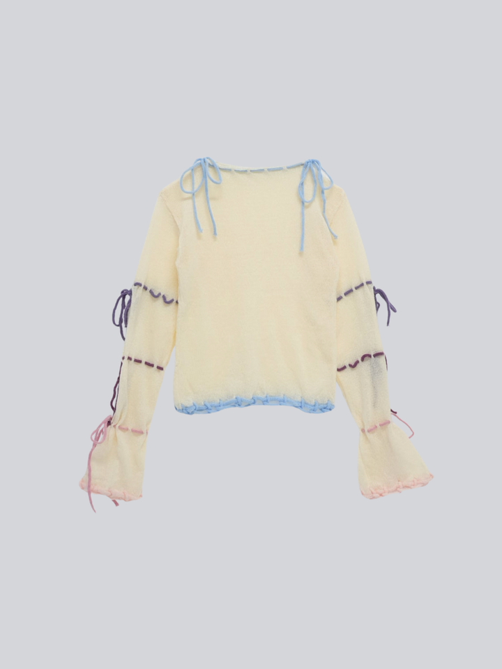 【 9月下旬発送予定 】ribbon detail knit top
