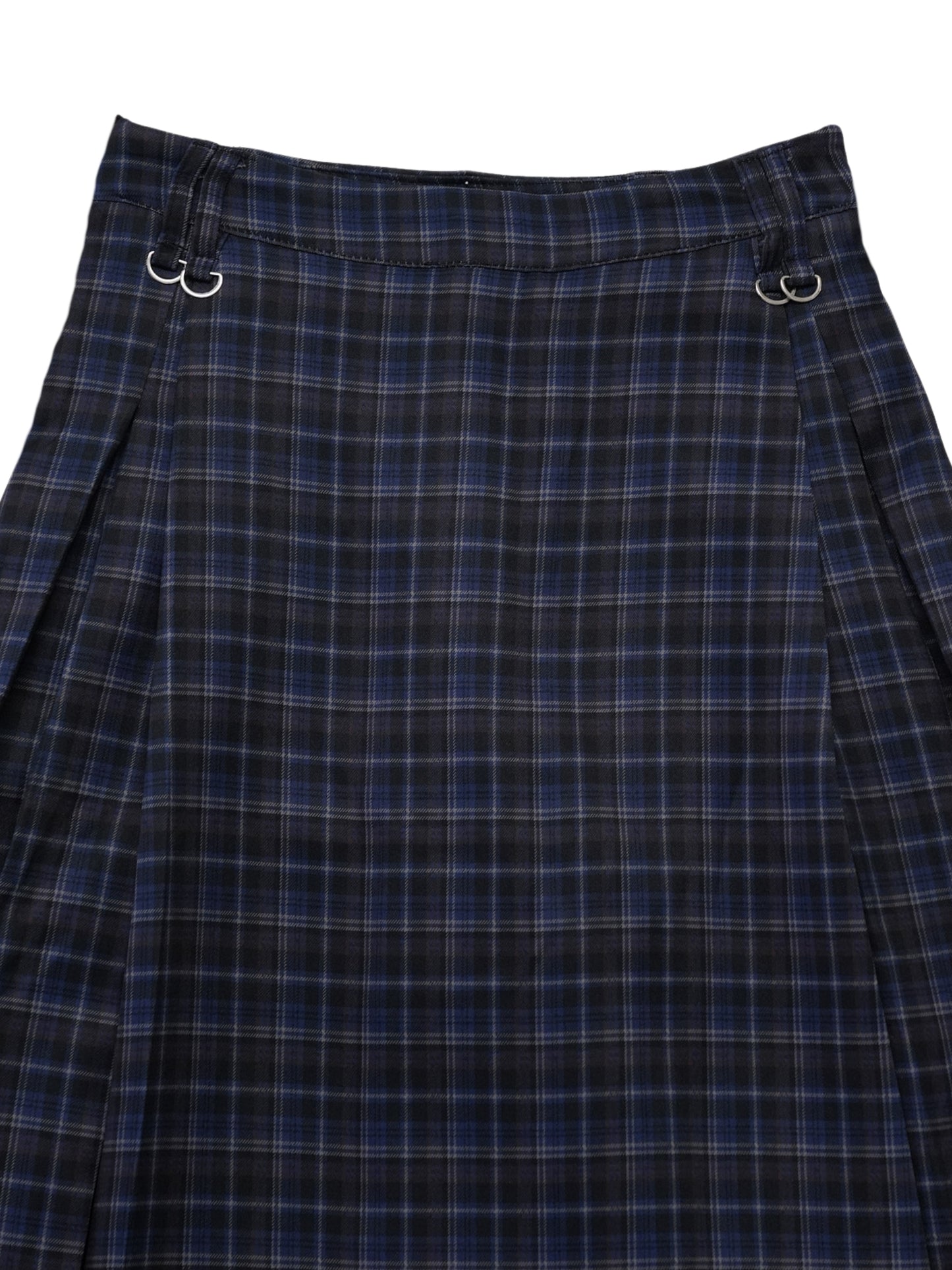 box pleats check midi skirt