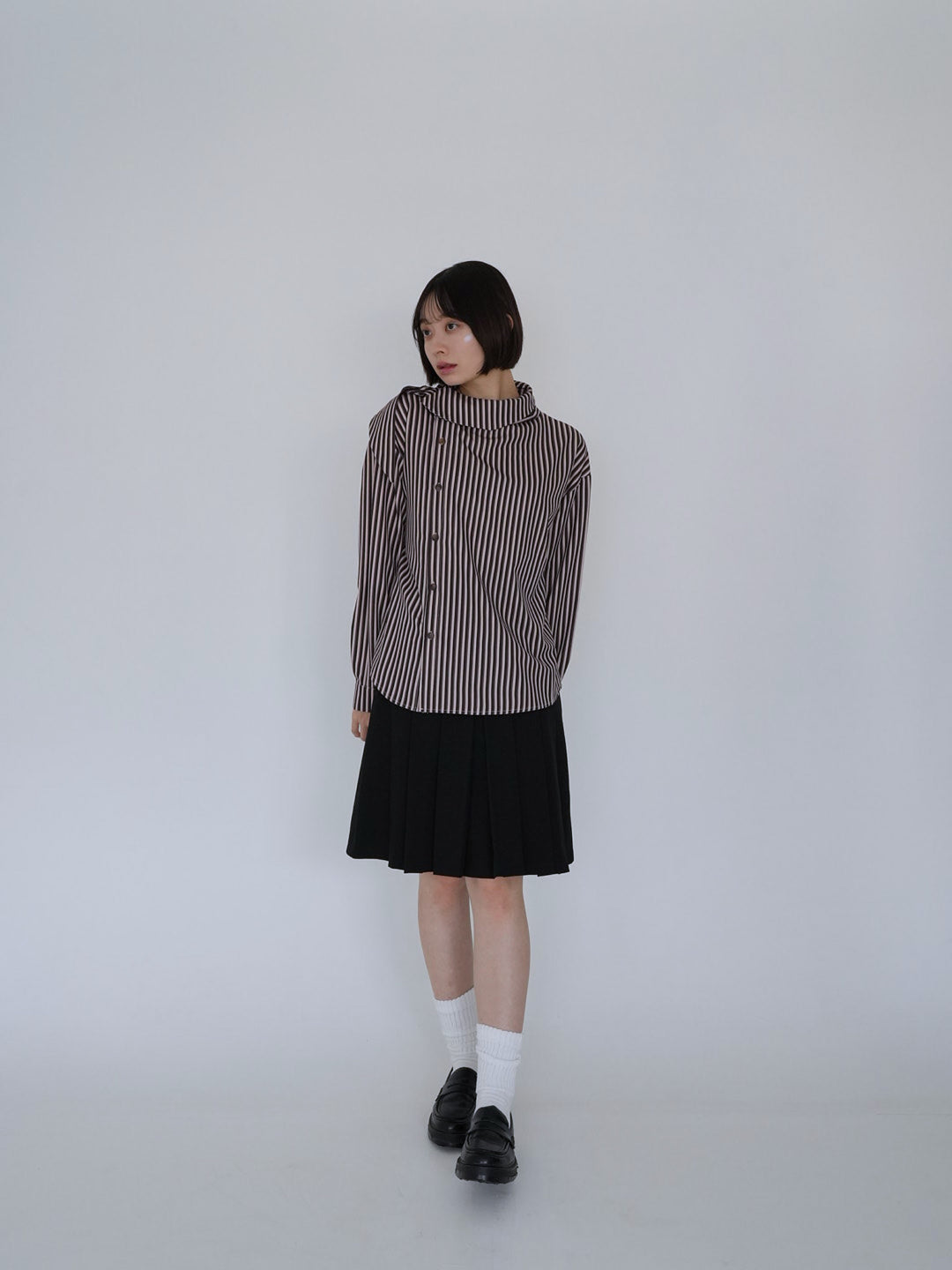 【8月26日発送予定】asymmetric stripe shirt