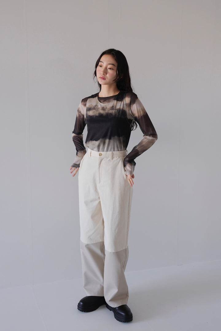 fake leather switching pants