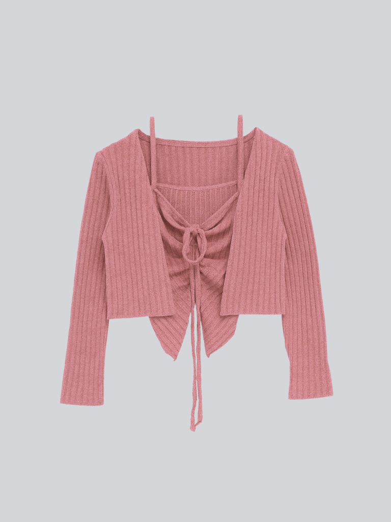 【 10月上旬発送予定 】ribbed ruched cami & cardigan set