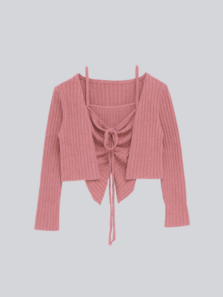 【 10月上旬発送予定 】ribbed ruched cami & cardigan set